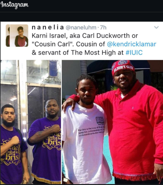 screenshot of Instagram post of a picture of Carl in Israel United In Christ Church Clothes and another picture with KL and Carl together
